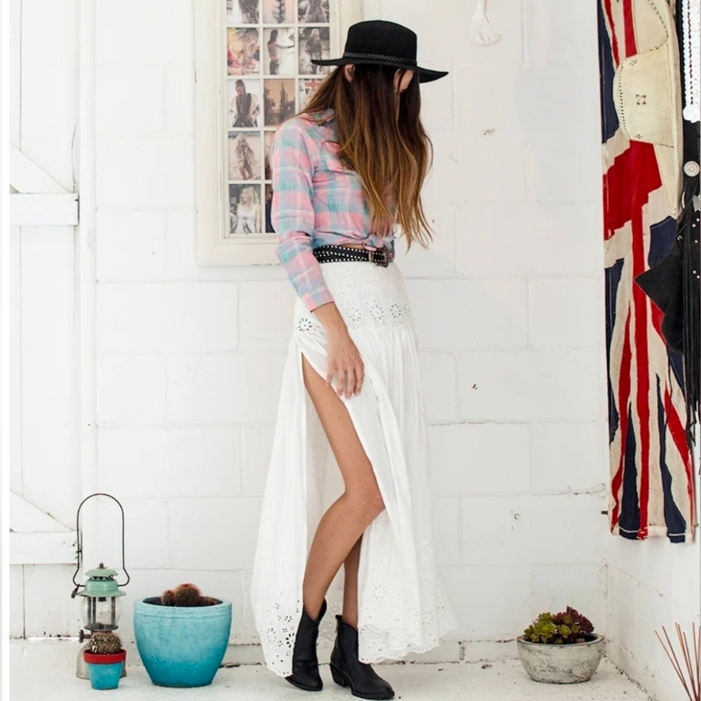 Spell White Maxi Skirt with Lace Details - Picture 2 of 10